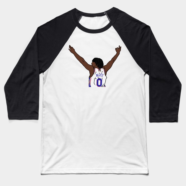 Tyrese Maxey Celebration Baseball T-Shirt by rattraptees